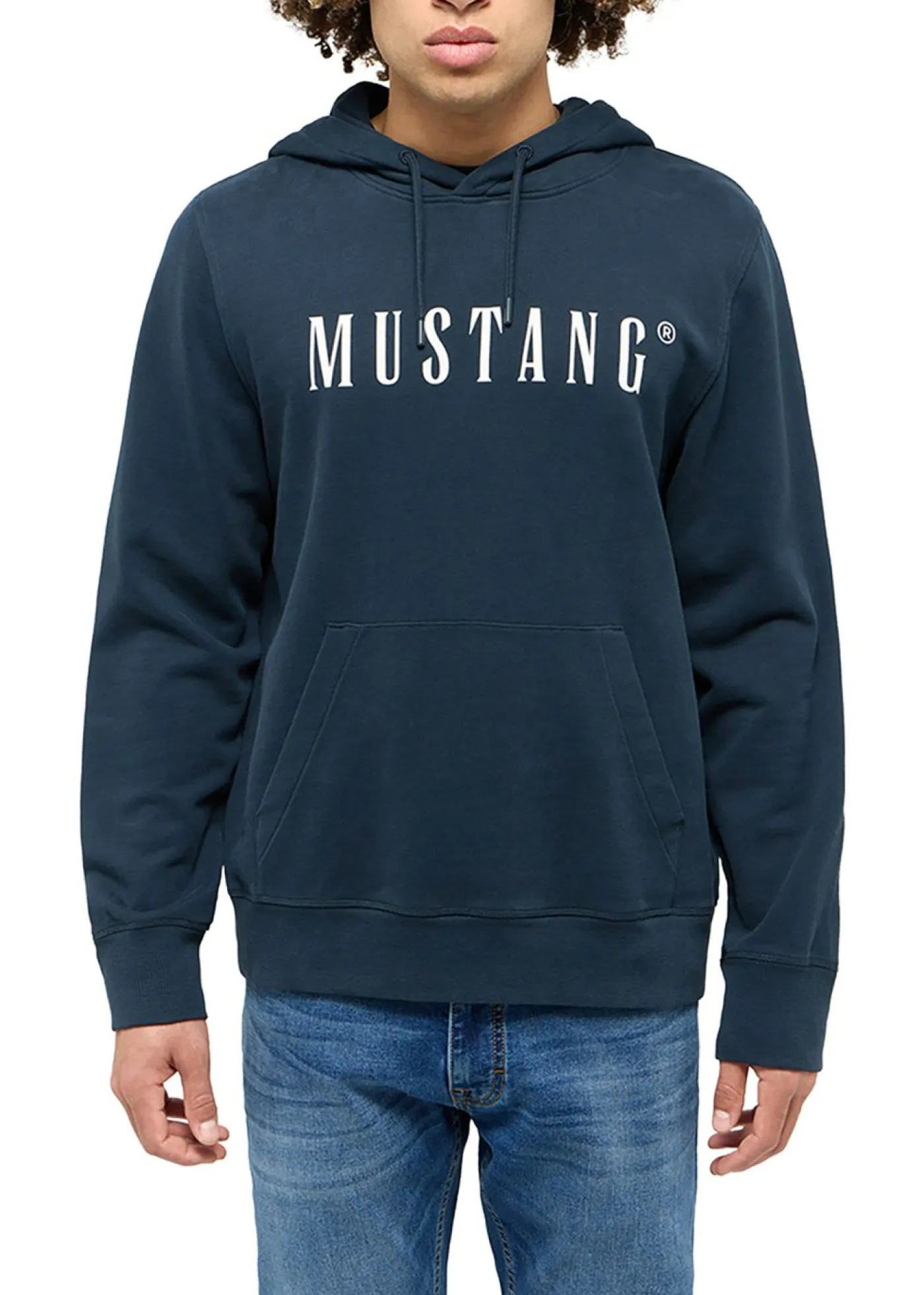 bonprix Mustang Jeans Chándals>Sudadera Mustang Bronson de algodón ecológico puro con capucha Azul marino