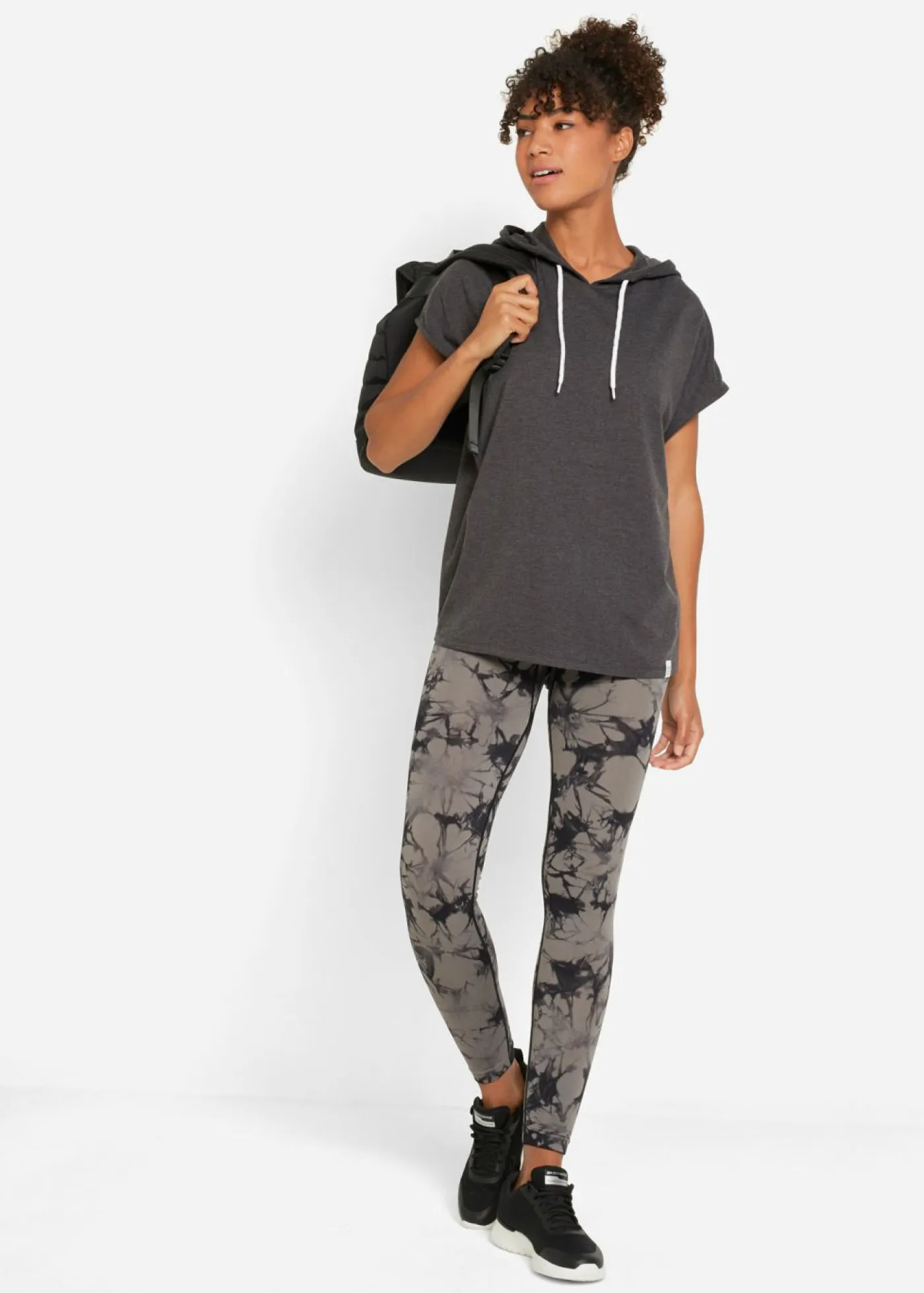 bonprix bonprix Ropa Deportiva|Ropa Cómoda>Sudadera oversize con capucha Antracita jaspeado