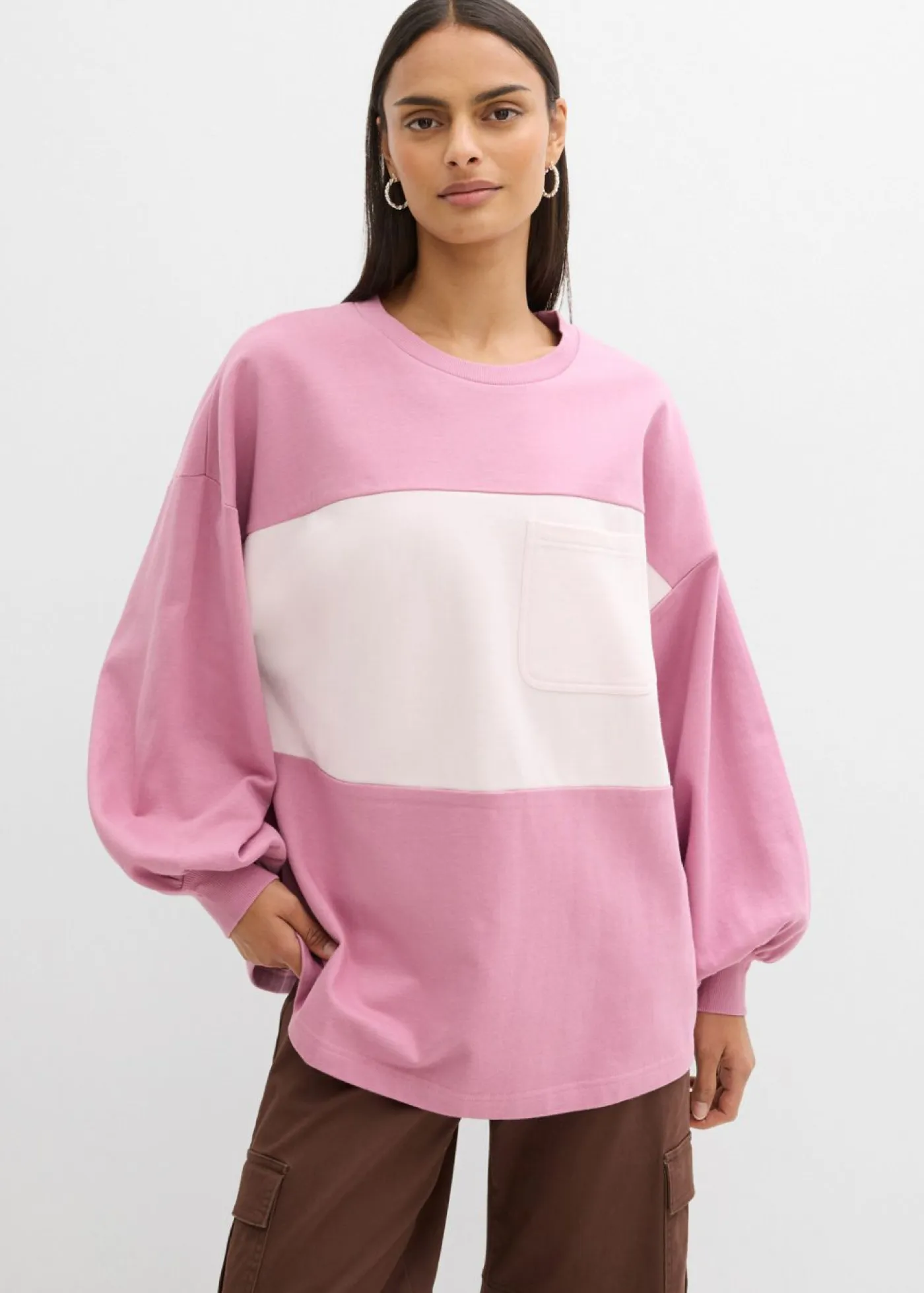 bonprix bonprix Ropa Cómoda|Novedades>Sudadera oversize de algodón orgánico Malva-rosa claro
