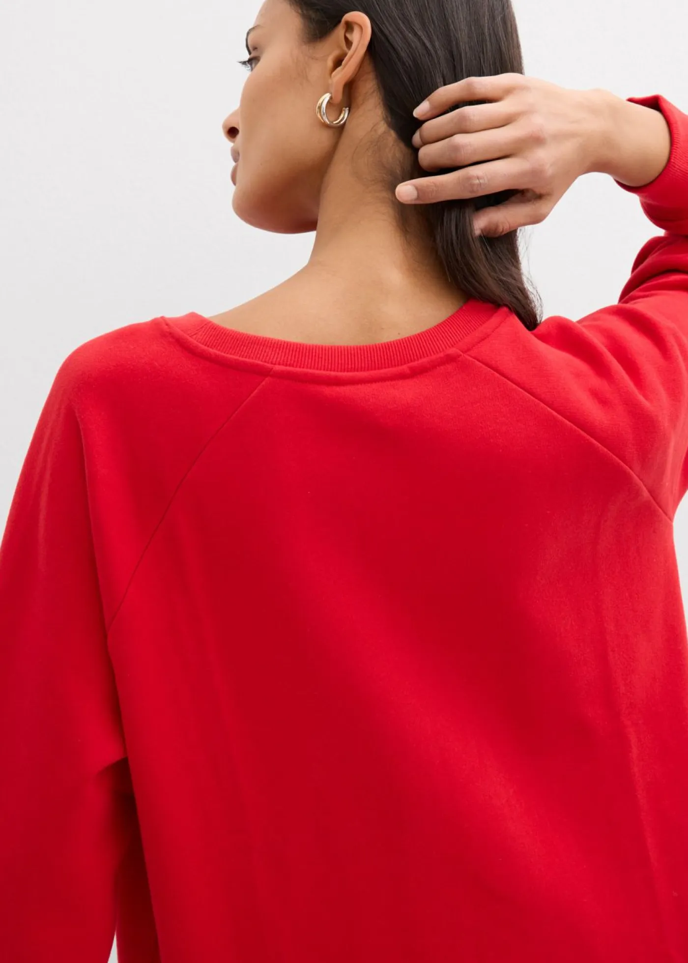 bonprix bonprix Ropa Cómoda>Sudadera oversize de algodón orgánico fresa/blanco