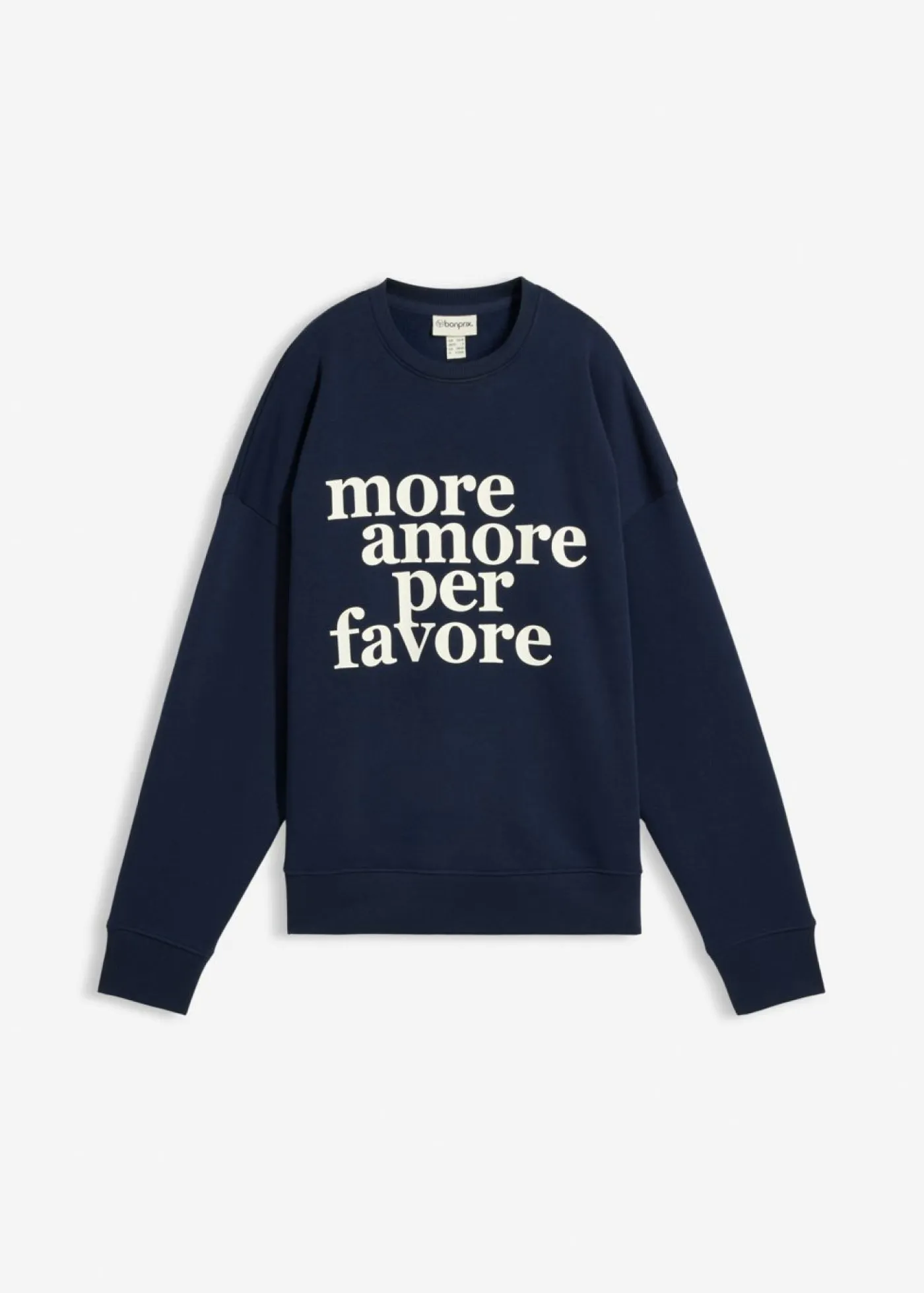 bonprix bonprix Ropa Cómoda>Sudadera oversize de mezcla de algodón Azul marino-blanco