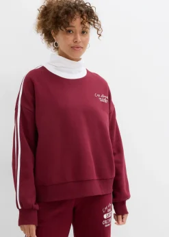 bonprix bonprix Ropa Cómoda>Sudadera oversize en suave mezcla de algodón Rojo avellana/blanco estampado