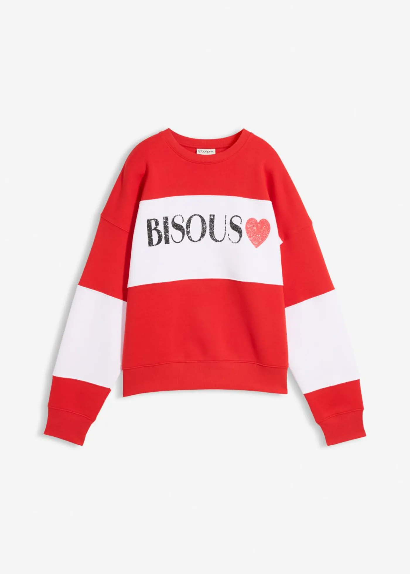 bonprix bonprix Ropa Cómoda>Sudadera oversize en suave mezcla de algodón fresa/blanco