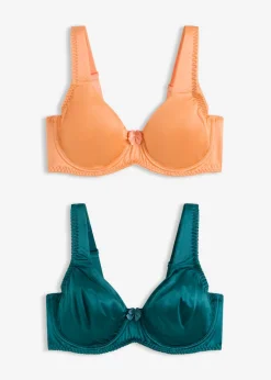 bonprix bonprix Sujetadores De Copa E A H|Temática·Lencería De Primavera>Sujetador básico con aros y efecto brillante (2 unidades) Verde pimiento + papaya suave