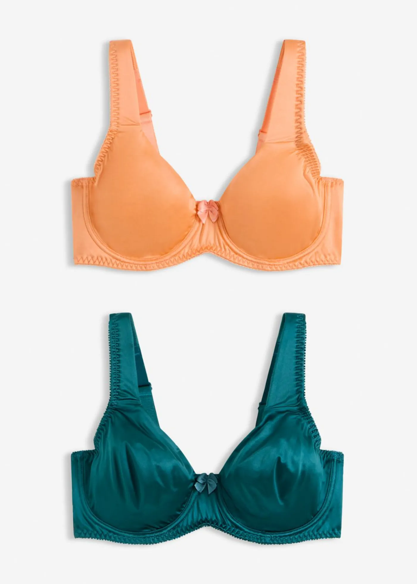 bonprix bonprix Sujetadores De Copa E A H|Temática·Lencería De Primavera>Sujetador básico con aros y efecto brillante (2 unidades) Verde pimiento + papaya suave