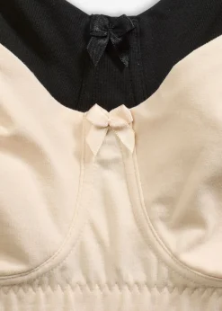 bonprix bonprix Sujetadores|Básicos>Sujetador básico de algodón orgánico sin relleno ni aros (2 unidades) Beige arena-negro