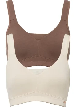 bonprix bonprix Sujetadores De Copa E A H|Sujetadores>Sujetador básico de algodón sin aros (2 unidades) Beige arena + marrón