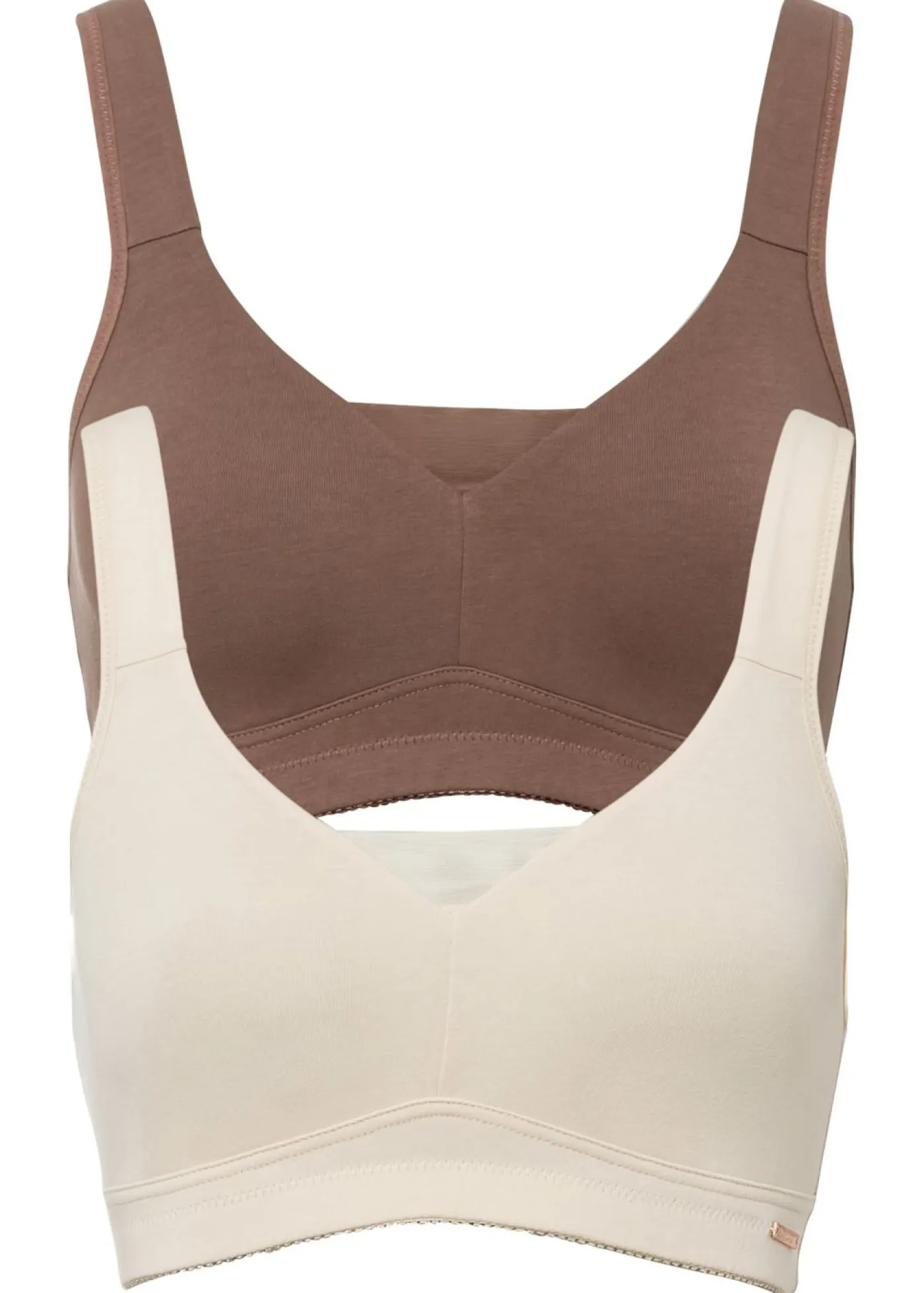 bonprix bonprix Sujetadores De Copa E A H|Sujetadores>Sujetador básico de algodón sin aros (2 unidades) Beige arena + marrón