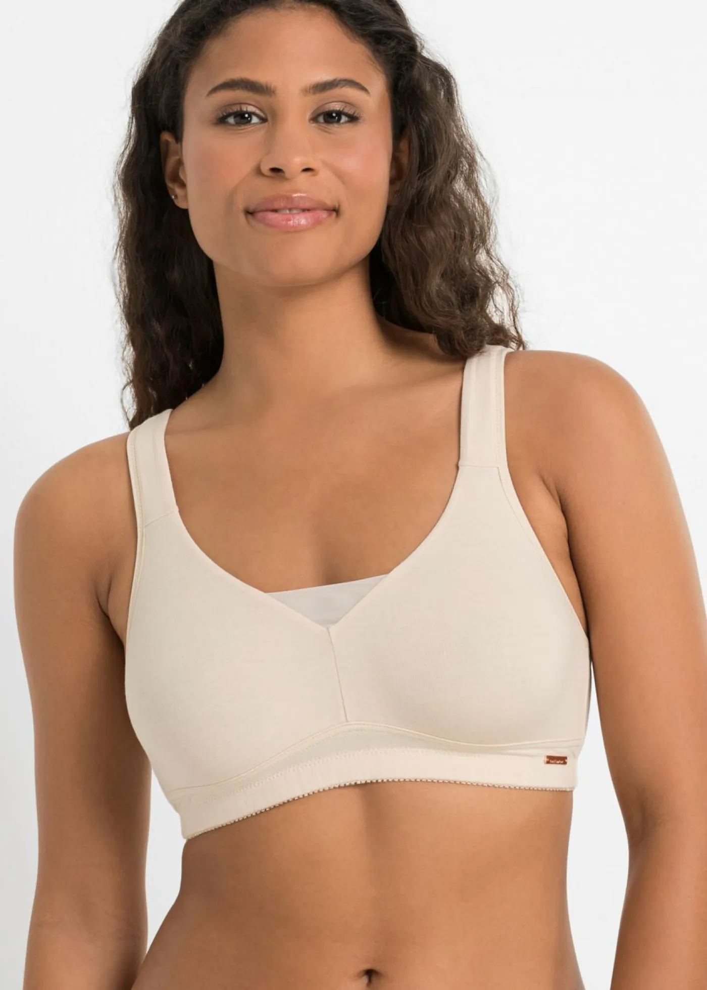 bonprix bonprix Sujetadores De Copa E A H|Sujetadores>Sujetador básico de algodón sin aros (2 unidades) Beige arena + marrón