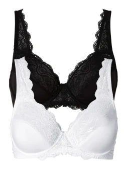 Mujer bonprix bonprix Sujetador con aros y encaje delicado (2 unidades)