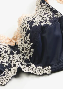 bonprix bonprix Novedades|Sujetadores>Sujetador con aros y encaje delicado (2 unidades) Azul marino + beige perla de flores