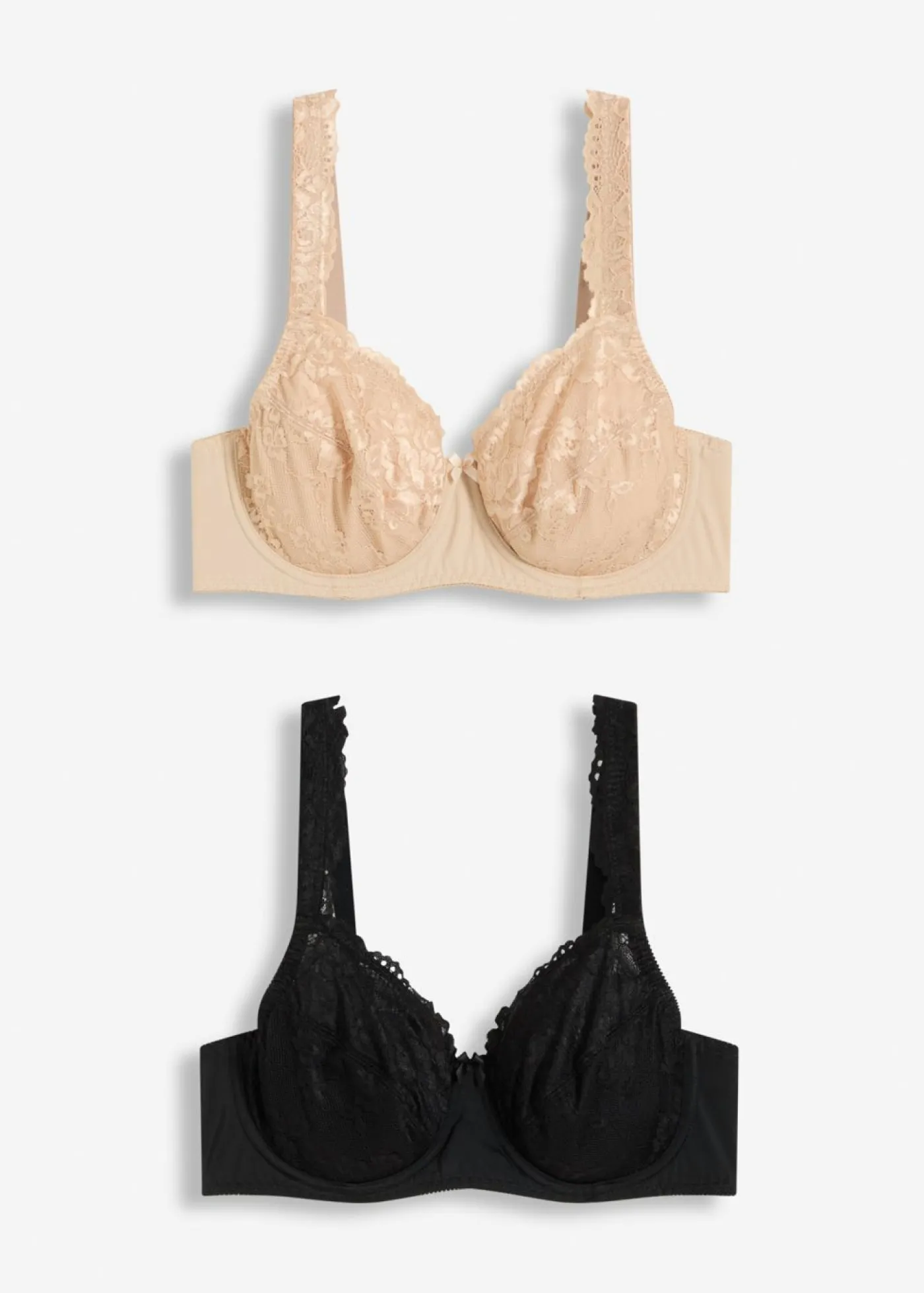 Mujer bonprix bonprix Sujetador con aros y encaje delicado (2 unidades)