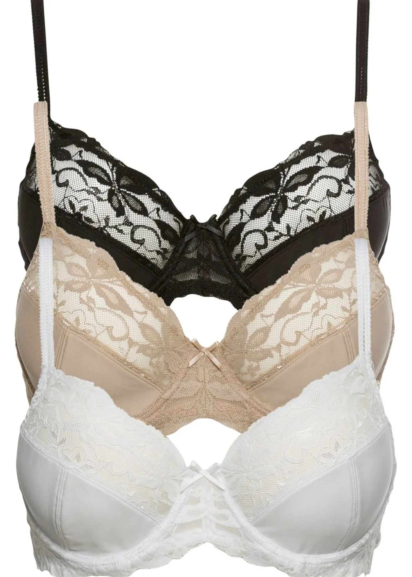 Mujer bonprix bonprix Sujetador con aros y encaje delicado (3 unidades)