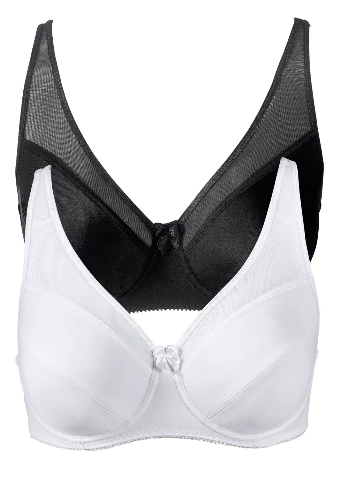 bonprix bonprix Sujetadores|Sujetadores De Copa E A H>Sujetador con aros y malla (2 unidades) Negro-blanco