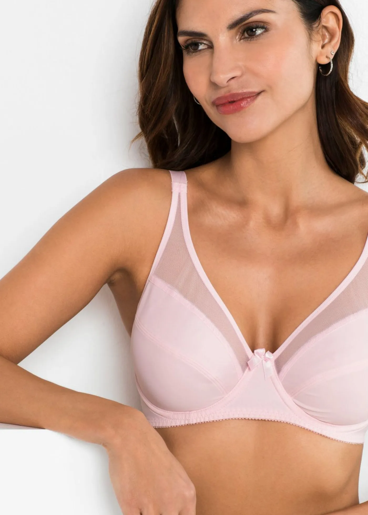 bonprix bonprix Sujetadores|Sujetadores De Copa E A H>Sujetador con aros y malla (2 unidades) Negro-blanco