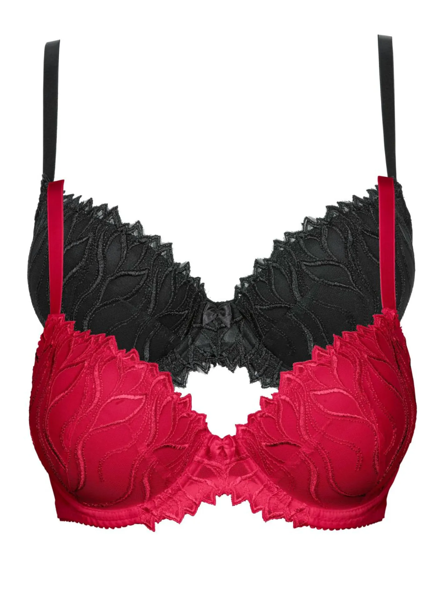 bonprix bonprix Sujetadores De Copa E A H|Sujetadores>Sujetador con bordado delicado (2 unidades) Rojo-negro