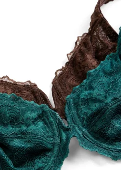 bonprix bonprix Sujetadores De Copa E A H|Sujetadores>Sujetador con efecto brillante (2 unidades) verde pimiento +marrón oscuro