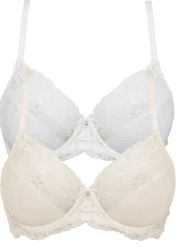 bonprix bonprix Sujetadores>Sujetador con encaje fino (2 unidades) blanco-champán