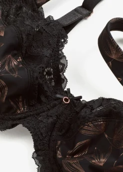 bonprix bonprix Sujetadores De Copa E A H|Sujetadores>Sujetador con estampado brillante Negro-cobre metalizado