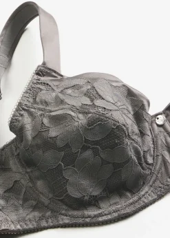 bonprix bonprix Sujetadores De Copa E A H>Sujetador con tirantes acolchados y encaje brillante Gris granito