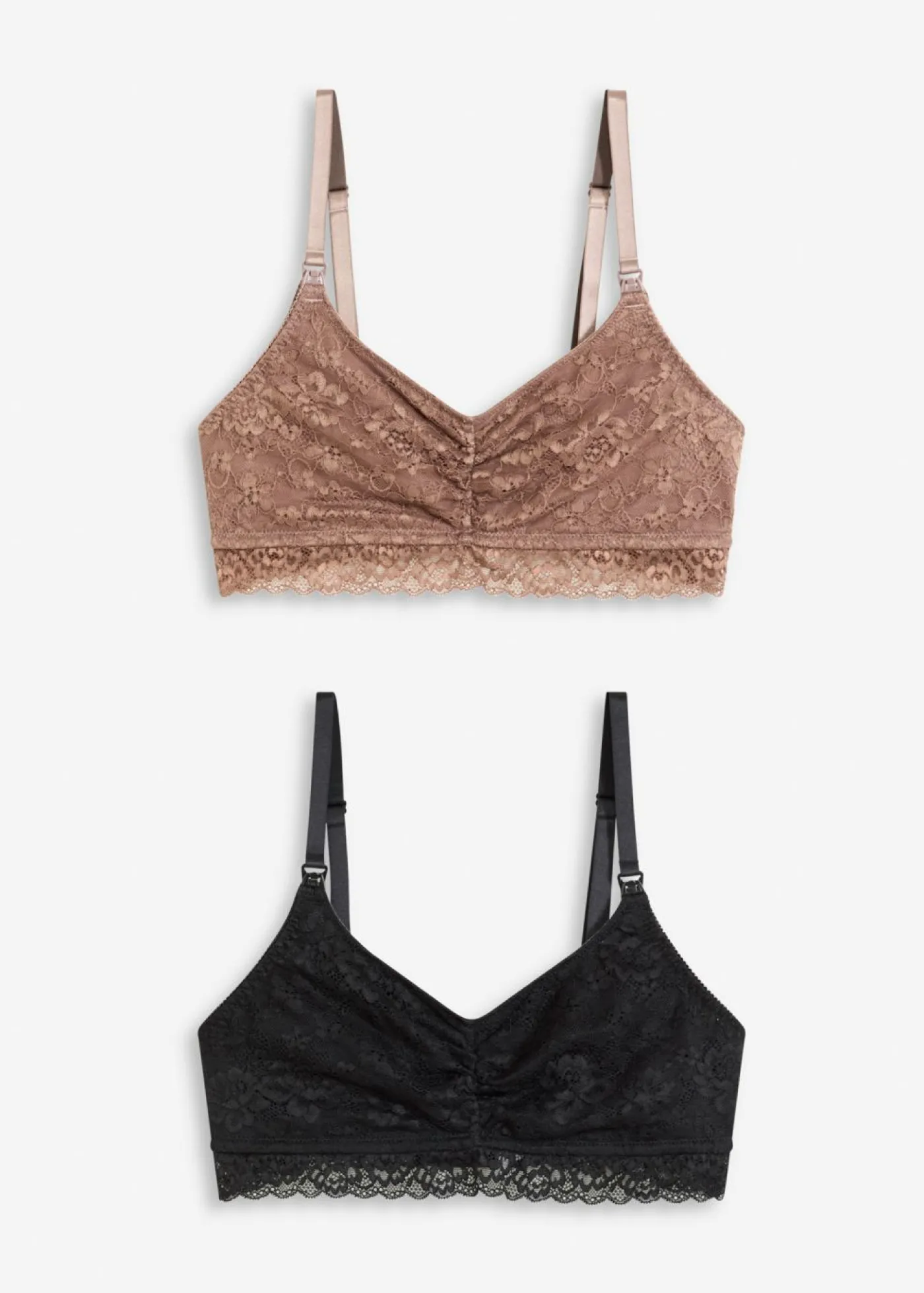 Mujer bonprix bonprix Sujetador de lactancia sin aros con encaje y algodón orgánico (2 unidades)