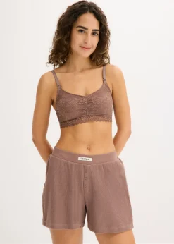 Mujer bonprix bonprix Sujetador de lactancia sin aros con encaje y algodón orgánico (2 unidades)