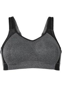 bonprix bonprix Ropa Deportiva|Sujetadores>Sujetador deportivo con soporte medio Gris-negro jaspeado