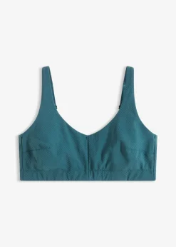 bonprix bonprix Sujetadores De Copa E A H|Sujetadores>Sujetador deportivo de tejido acanalado con sujeción ligera Verde petróleo