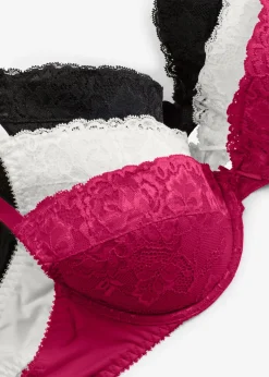 Mujer bonprix bonprix Sujetador push-up con encaje fino (3 unidades)
