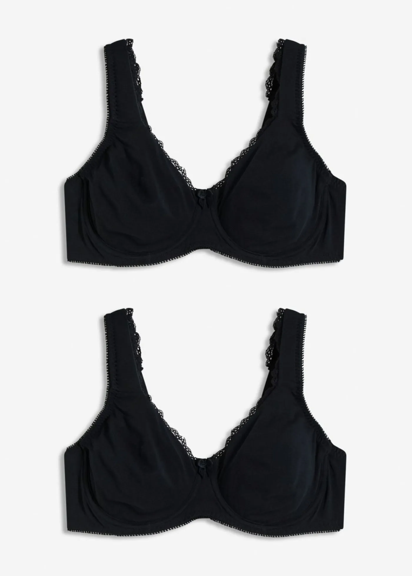 bonprix bonprix Básicos|Sujetadores>Sujetador reductor básico de algodón orgánico con aros (2 unidades) Negro