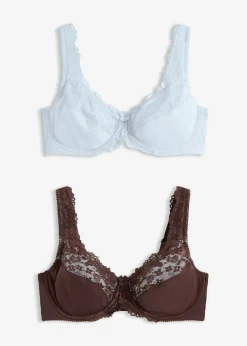 bonprix bonprix Sujetadores>Sujetador reductor con tirantes acolchados (2 unidades) Azul crema + marrón oscuro