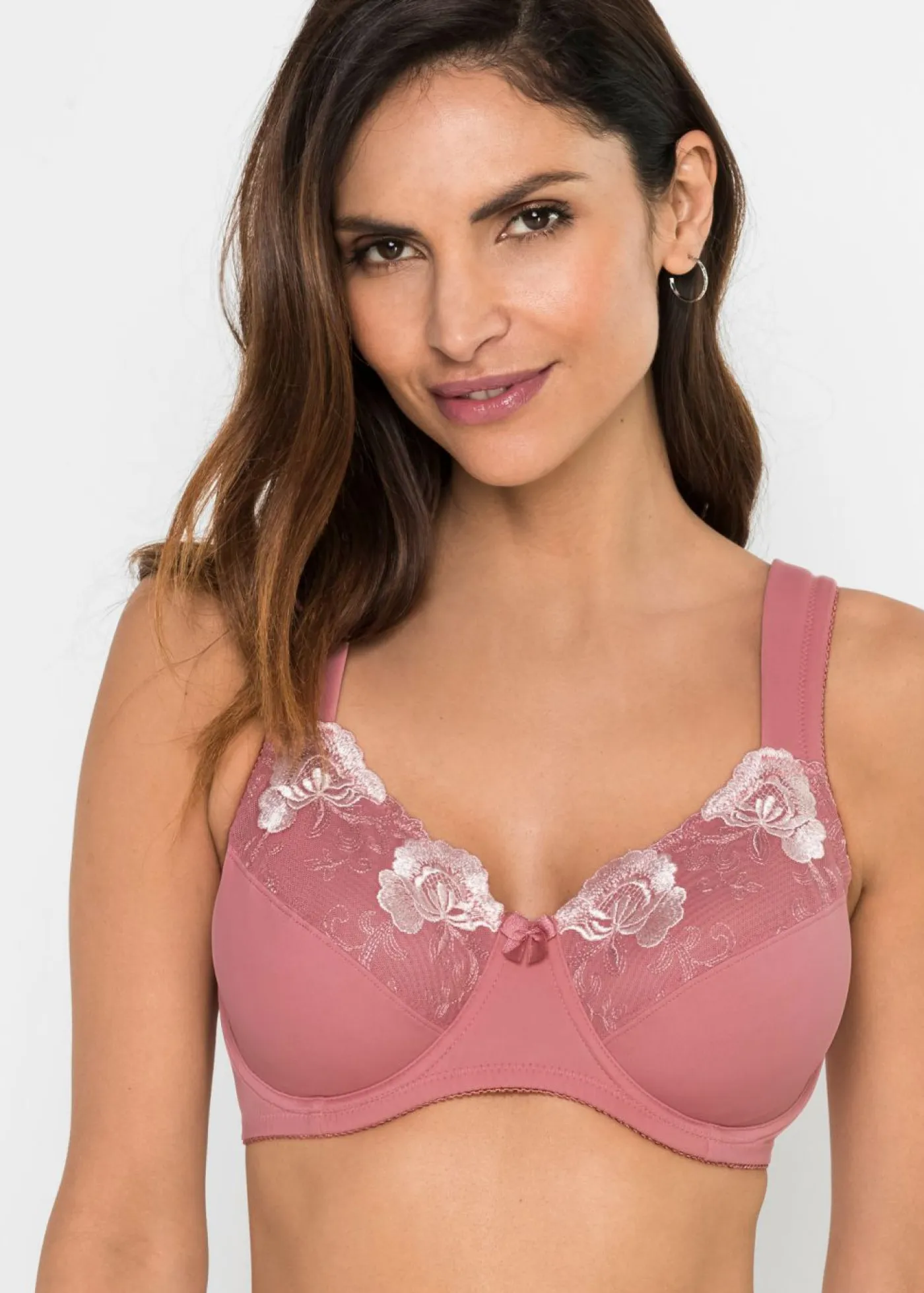 bonprix bonprix Sujetadores|Sujetadores De Copa E A H>Sujetador reductor con tirantes acolchados (2 unidades) Rosa humo + rosa pálido de flores