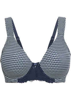 bonprix bonprix Sujetadores|Sujetadores De Copa E A H>Sujetador reductor con tirantes acolchados Azul marino/cava estampado