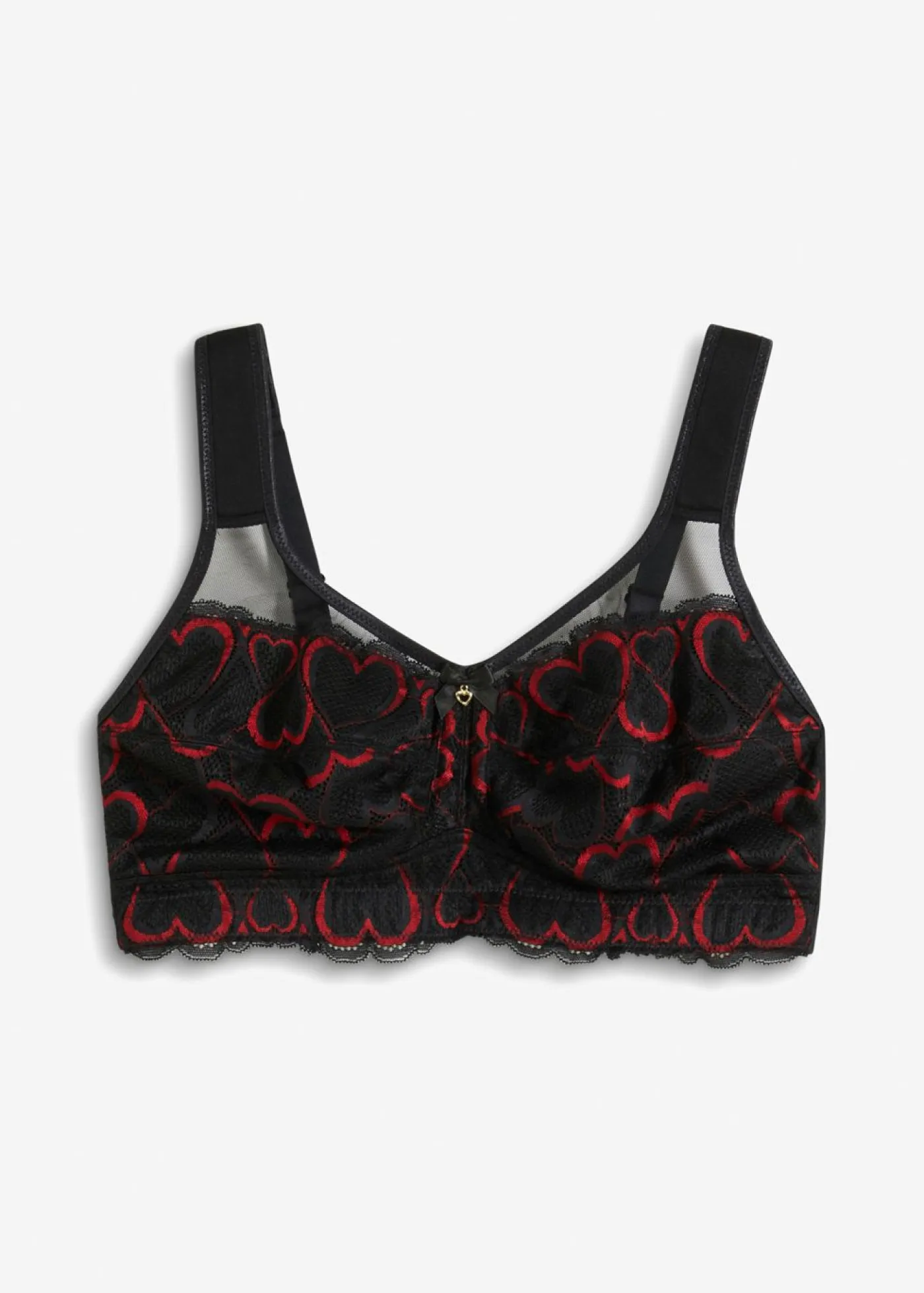 bonprix bonprix Sujetadores De Copa E A H|Lencería>Sujetador reductor sin aros con tirantes acolchados Negro-rojo salsa