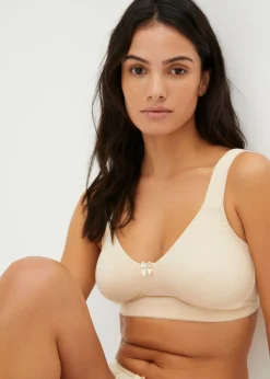 bonprix bonprix Básicos|Sujetadores>Sujetador reductor, sin aros, con algodón orgánico (2 unidades) Beige arena + gris claro jaspeado