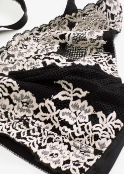 bonprix bonprix Sujetadores|Sujetadores De Copa E A H>Sujetador reductor sin aros con tirantes acolchados Negro-blanco lana