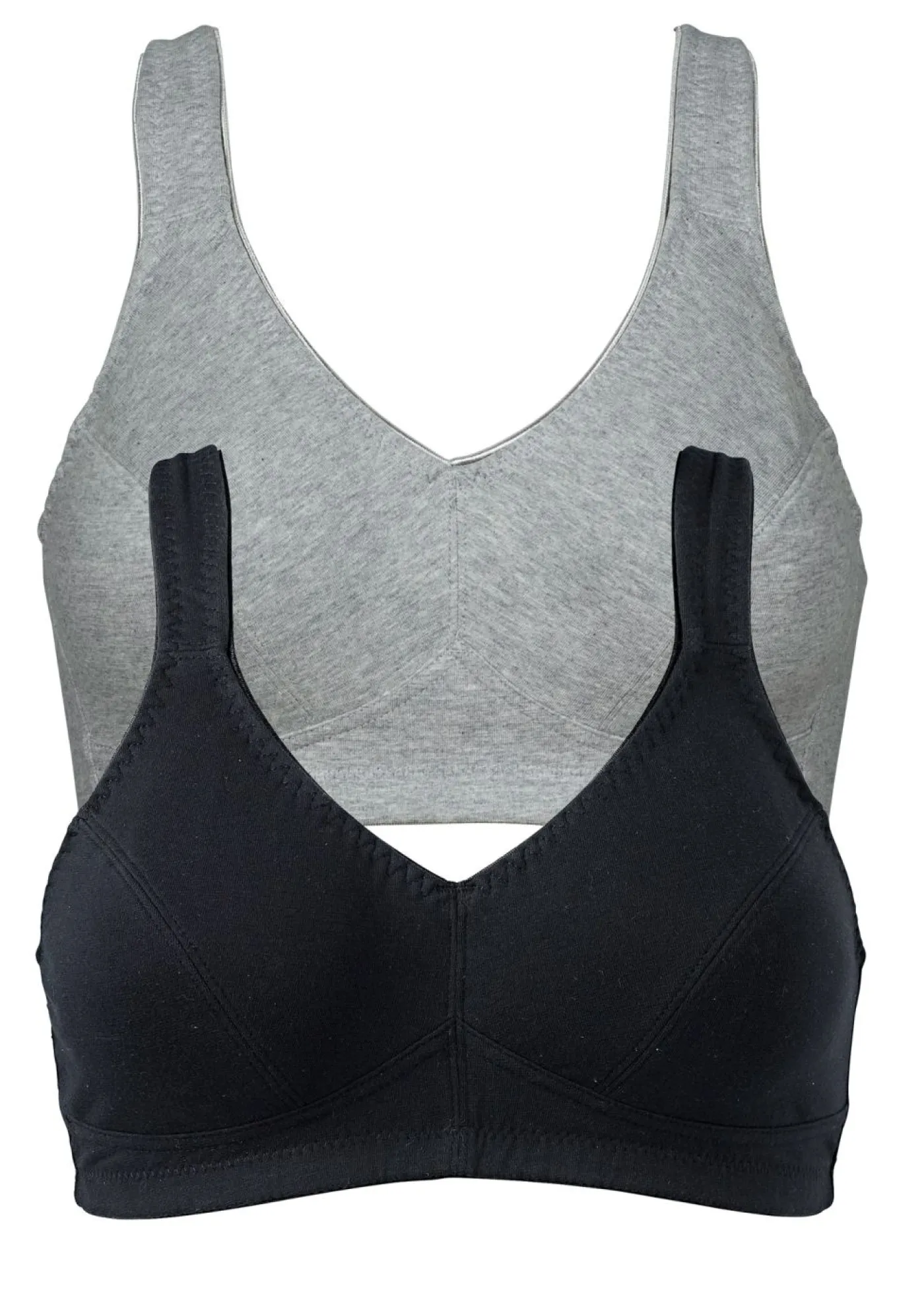 bonprix bonprix Sujetadores De Copa E A H|Básicos>Sujetador sin aros (2 unidades) de algodón orgánico gris claro moteado-negro