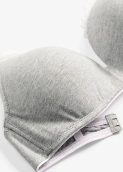 bonprix bonprix Ropa Interior De Algodón|Sujetadores>Sujetador sin aros con algodón y encaje Gris claro jaspeado-blanco