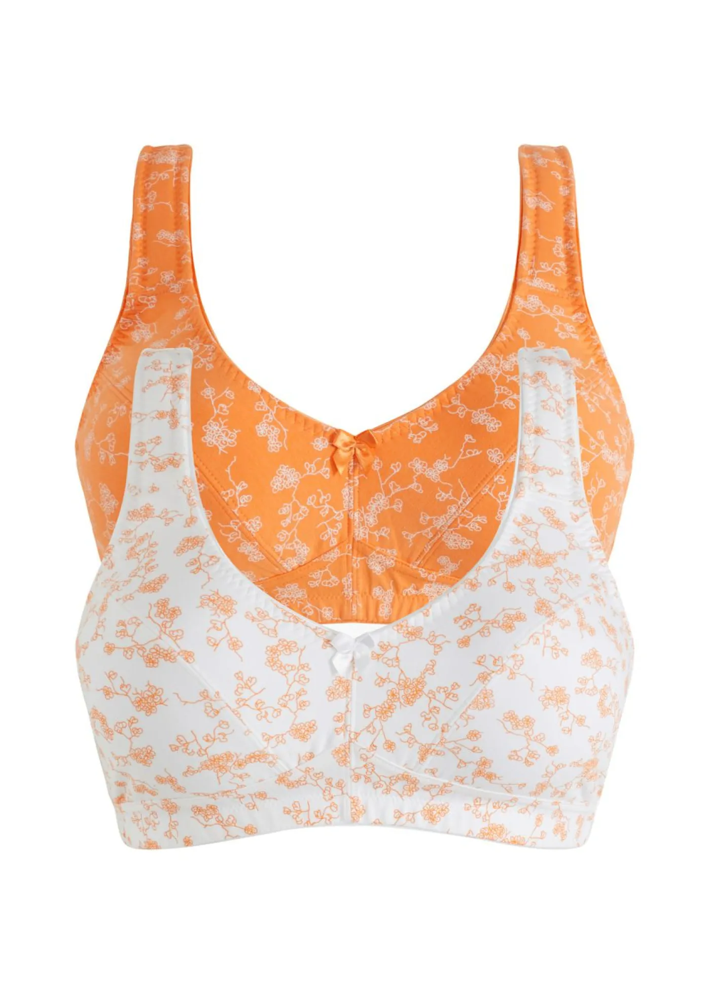 bonprix bonprix Sujetadores De Copa E A H|Sujetadores>Sujetador sin aros con suave algodón orgánico (2 unidades) Nectarina-blanco de flores