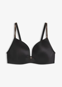 bonprix bonprix Lencería|Sujetadores>Sujetador sin aros con tirantes brillantes Negro