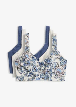 bonprix bonprix Sujetadores|Ropa Interior De Algodón>Sujetador sin aros de algodón orgánico (3 unidades) natural jaspeado-índigo