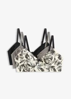 bonprix bonprix Sujetadores De Copa E A H|Básicos>Sujetador sin aros de algodón orgánico (3 unidades) beige natural-negro-granito