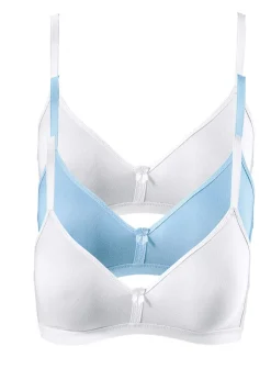bonprix bonprix Ropa Interior De Algodón|Básicos>Sujetador sin aros de algodón orgánico (3 unidades) blanco + azul pálido