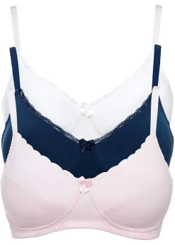 Mujer bonprix bonprix Sujetador sin aros de algodón (3 unidades)