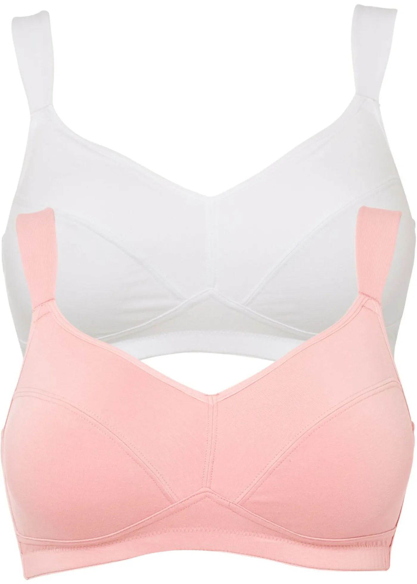 bonprix bonprix Sujetadores|Sujetadores De Copa E A H>Sujetador sin aros de algodón orgánico (2 unidades) Blanco-rosa
