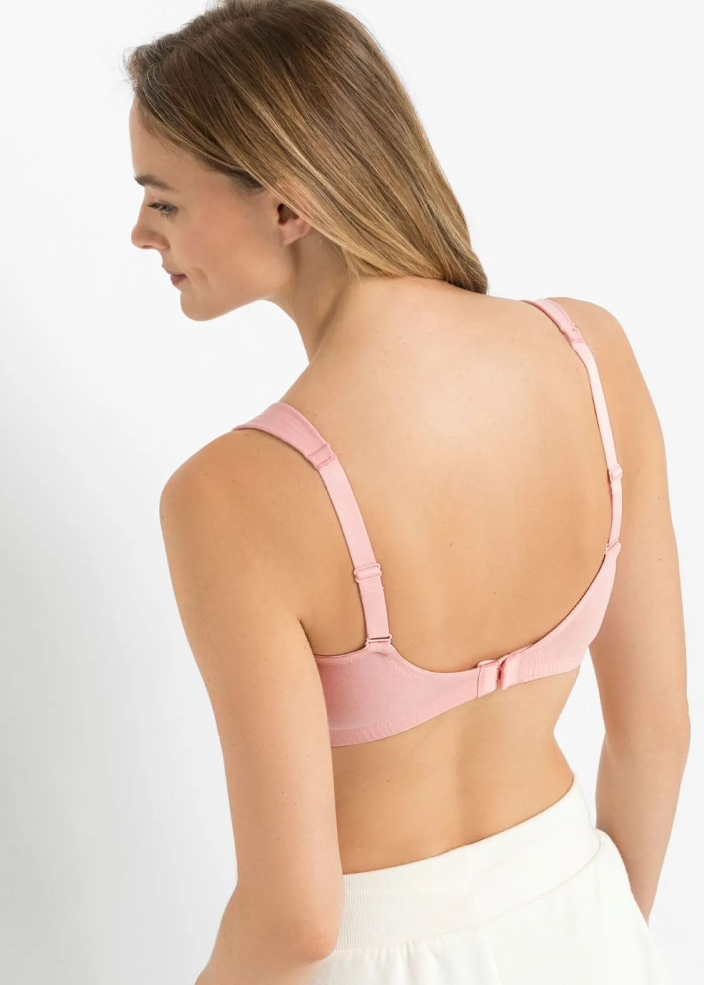 bonprix bonprix Sujetadores|Sujetadores De Copa E A H>Sujetador sin aros de algodón orgánico (2 unidades) Blanco-rosa