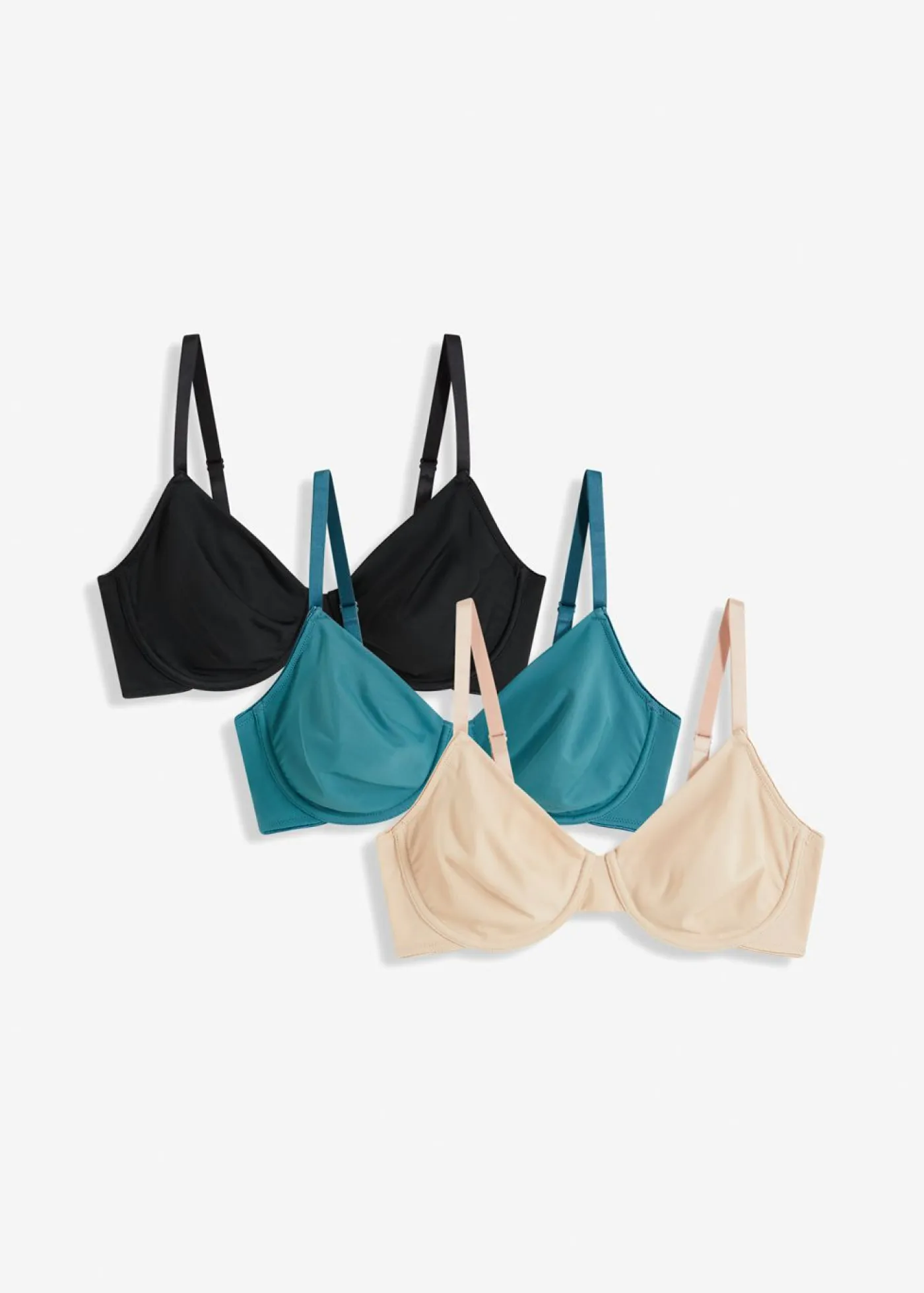 Mujer bonprix bonprix Sujetador tipo camiseta sin relleno y con aros (3 unidades)