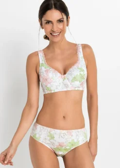 bonprix bonprix Sujetadores>Sujetador (3 unidades) de un material suave Blanco de flores + Rosa claro + Blanco