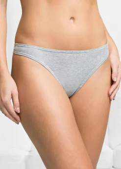 bonprix bonprix Ropa Interior De Algodón|Básicos>Tanga (10 unidades) Azul/blanco/rosa/gris claro jaspeado