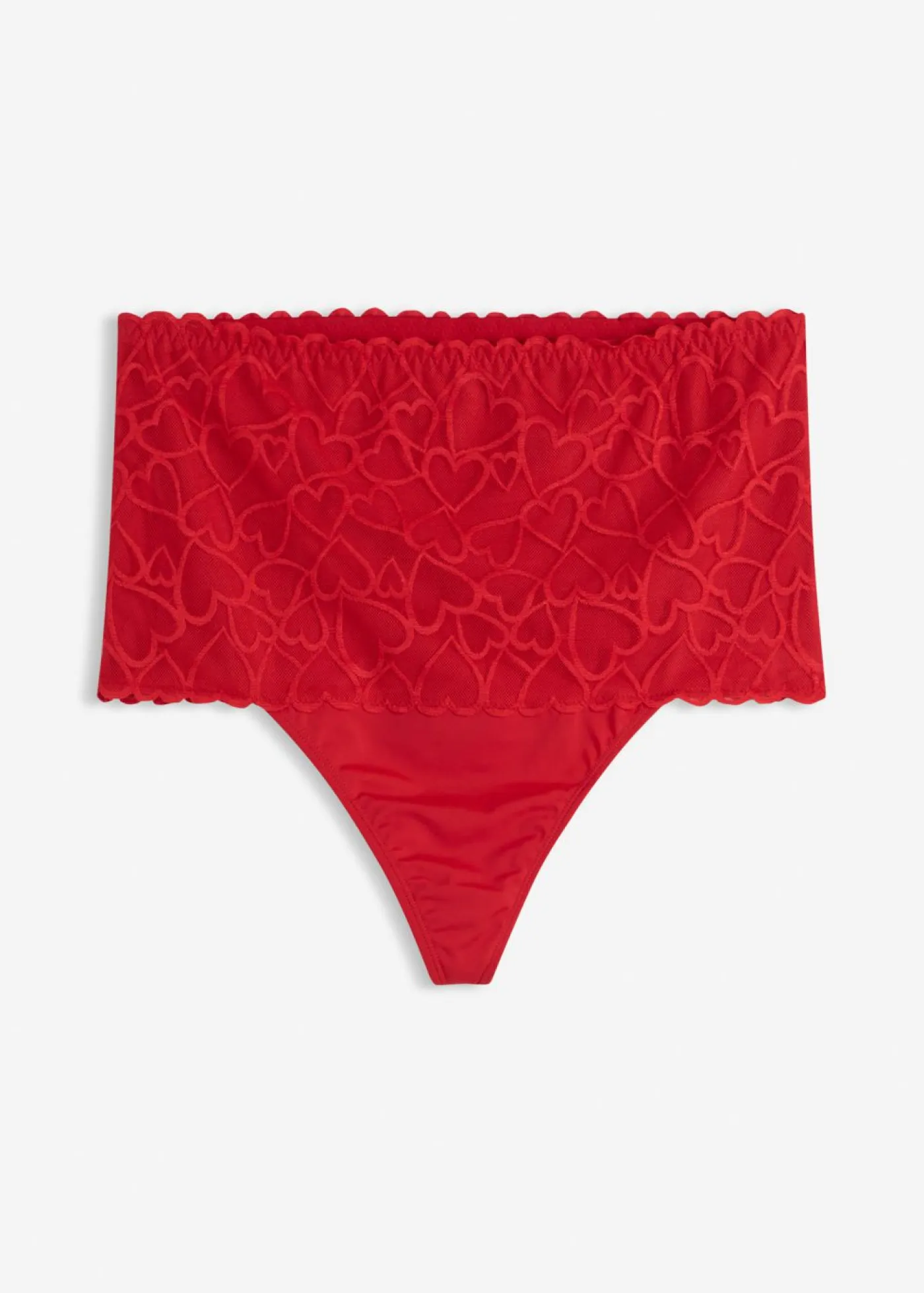 bonprix bonprix Ropa Interior Moldeadora|Bragas>Tanga con efecto moldeador medio y encaje de corazones Rojo salsa